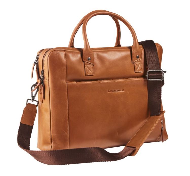business bag laptop 15" cognac